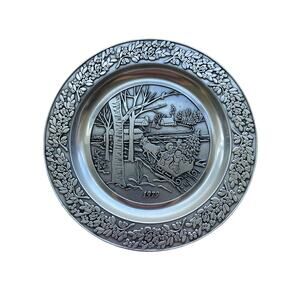 Vintage 1979 Decorative Wilton Armetale Pewter Christmas Plate Sleigh Ride